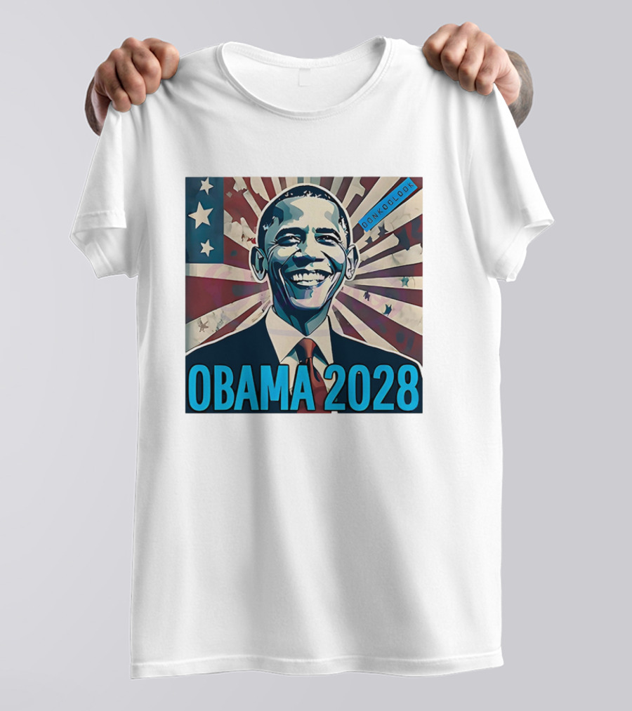 Obama 2028 American Flag Donkoolook T-Shirt