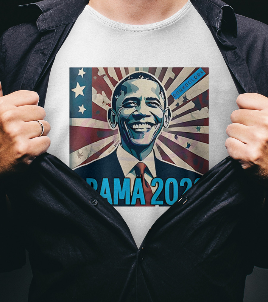 Obama 2028 American Flag Donkoolook T-Shirt
