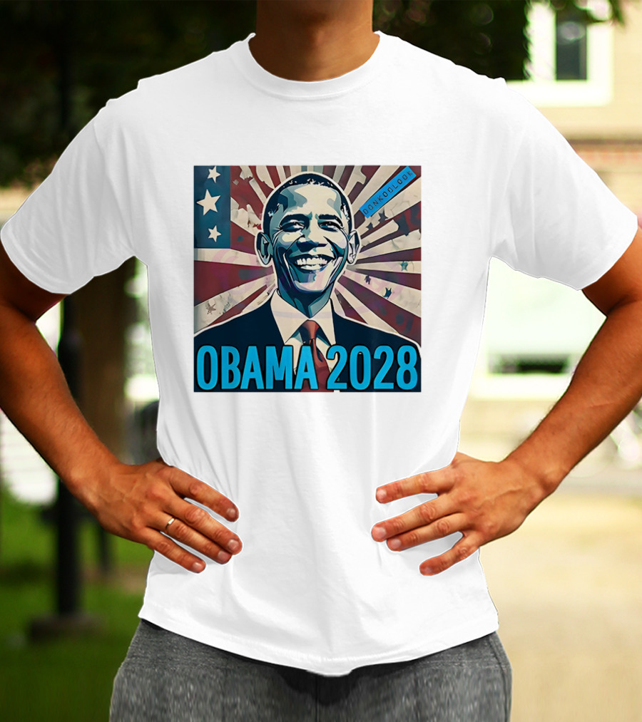 Obama 2028 American Flag Donkoolook T-Shirt