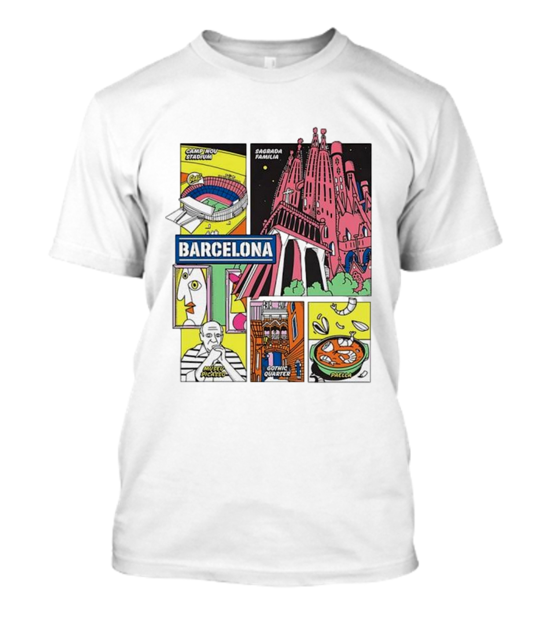 Barcelona Sagrada Familia Camp Nou Museu Picasso Gothic Quarter Paella T-Shirt