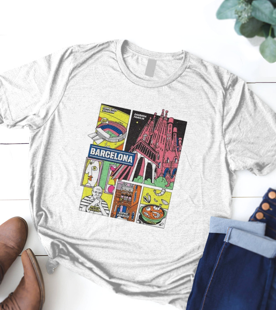 Barcelona Sagrada Familia Camp Nou Museu Picasso Gothic Quarter Paella T-Shirt