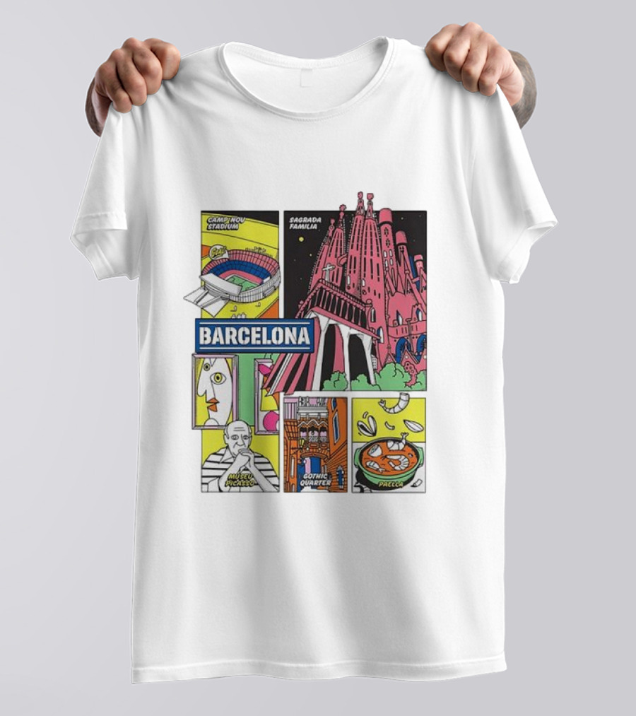 Barcelona Sagrada Familia Camp Nou Museu Picasso Gothic Quarter Paella T-Shirt
