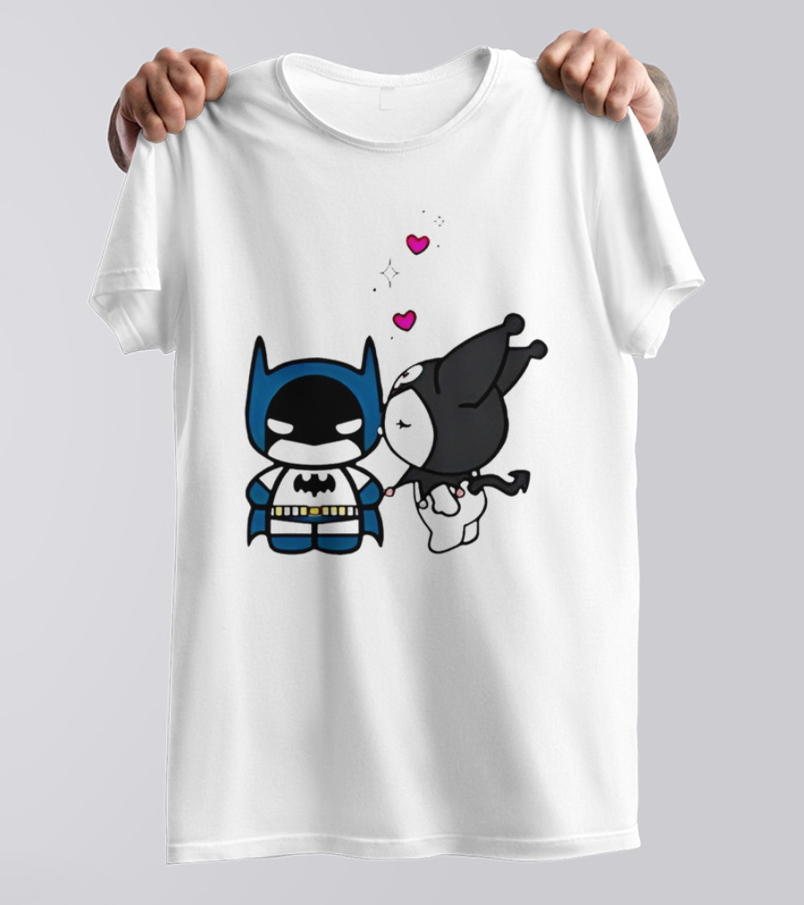 Batman Kuromi Kiss Cartoon With Hearts T-Shirt