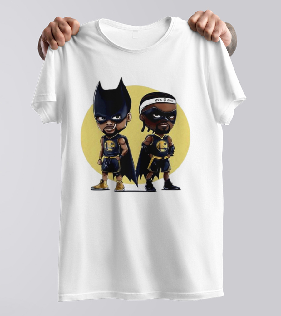 Batman And Robin Chibi Warriors 30 And Headband Duo Big Face T-Shirt