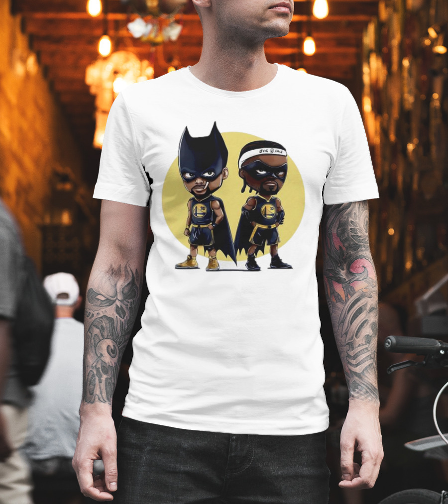 Batman And Robin Chibi Warriors 30 And Headband Duo Big Face T-Shirt