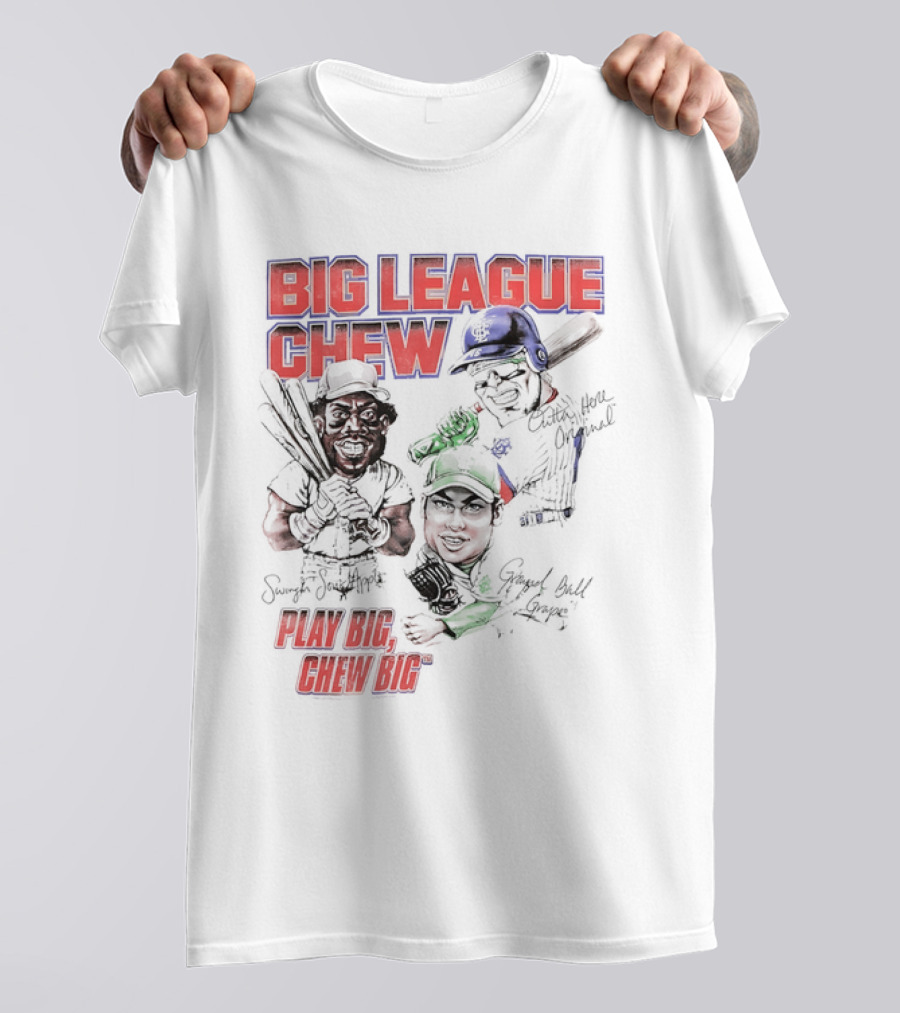 Big League Chew Play Big Chew Big Baseball Caricature T-Shirt