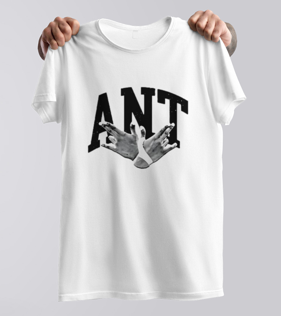 Hands Forming Heart Symbol With Ant Text T-Shirt