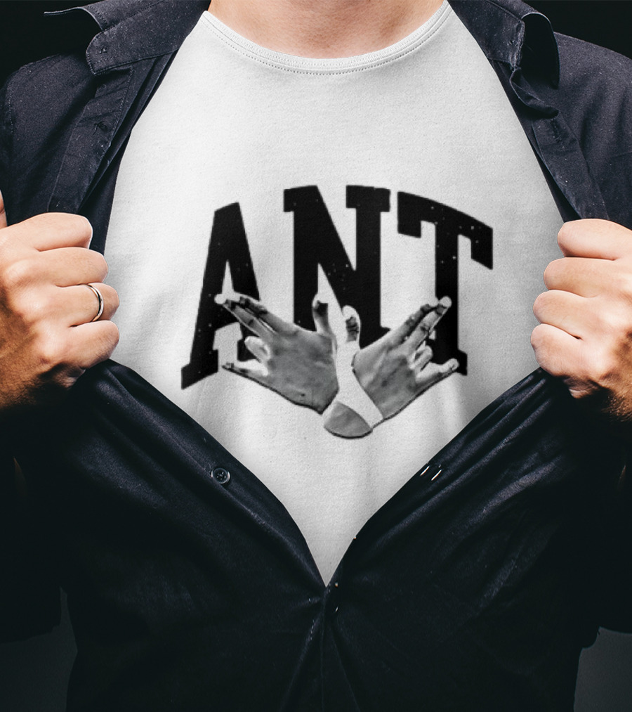 Hands Forming Heart Symbol With Ant Text T-Shirt