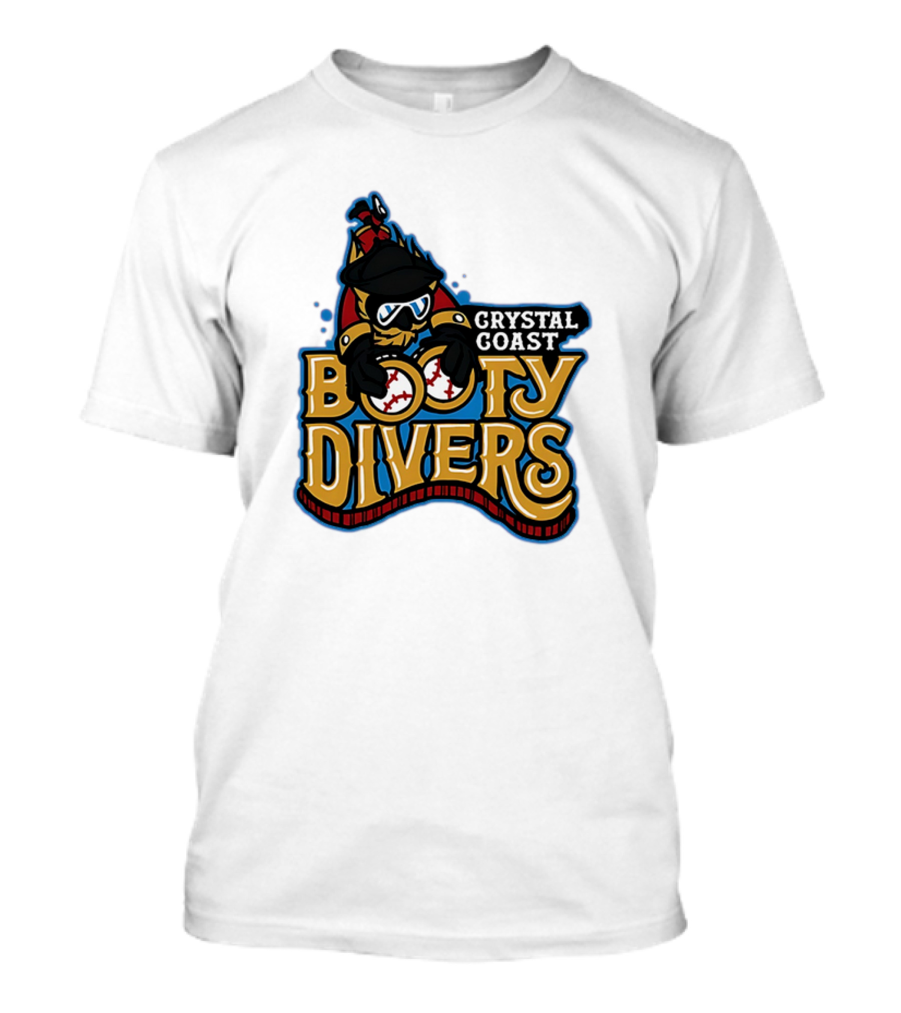 Crystal Coast Booty Divers Pirate Spyglass Emblem T-Shirt