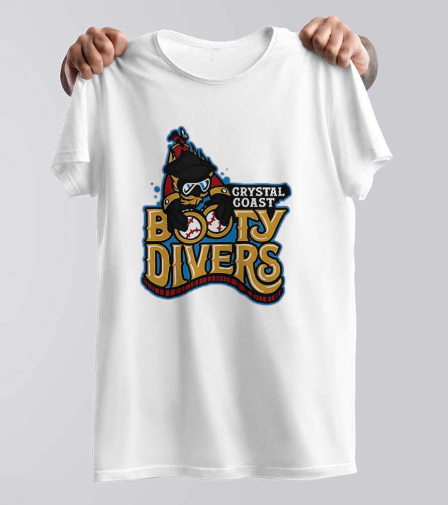 Crystal Coast Booty Divers Pirate Spyglass Emblem T-Shirt