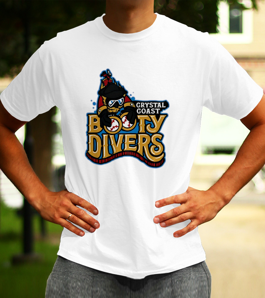 Crystal Coast Booty Divers Pirate Spyglass Emblem T-Shirt