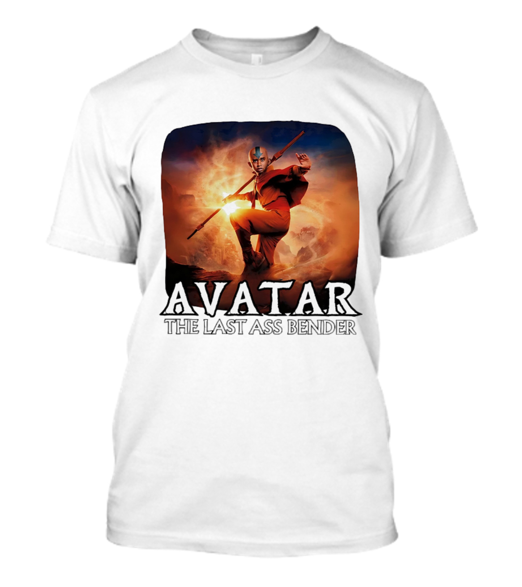 Avatar The Last Ass Bender Aang Parody With Red Outfit And Staff T-Shirt