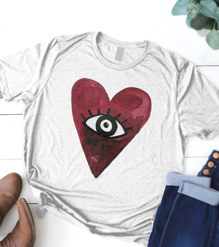 Burgundy Hearts Club Eye Retro T-Shirt