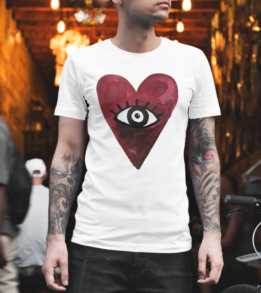 Burgundy Hearts Club Eye Retro T-Shirt