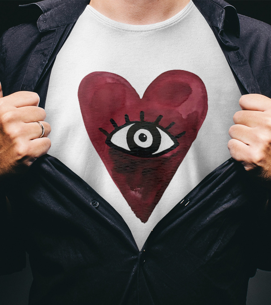 Burgundy Hearts Club Eye Retro T-Shirt