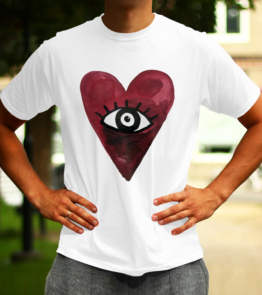 Burgundy Hearts Club Eye Retro T-Shirt