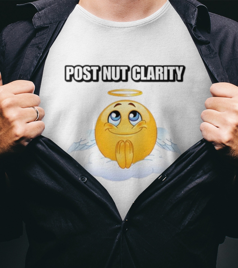Cringeytees Post Nut Clarity Angel Emoji On Cloud T-Shirt