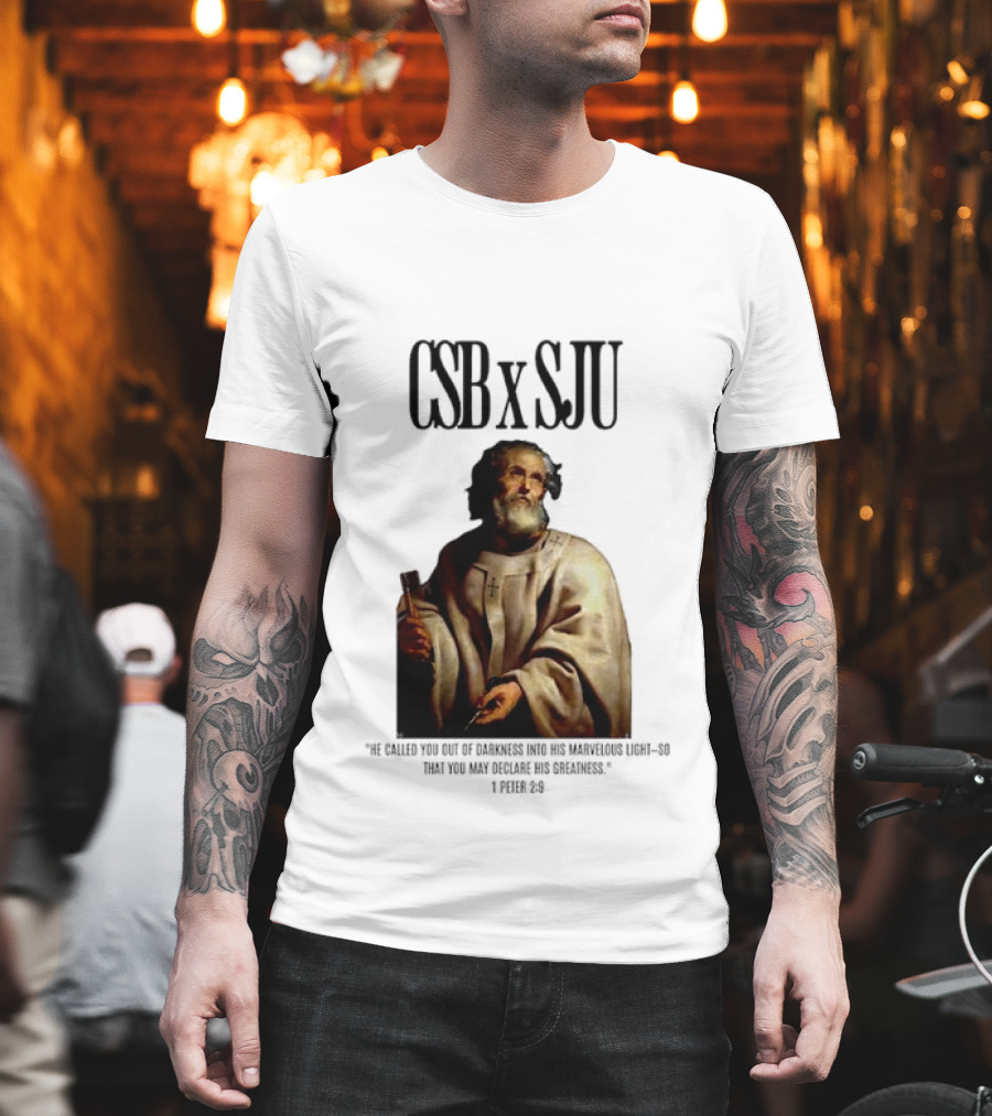 CSB SJU He Called You Out Of Darkness Into His Marvelous Light Saint Peter Painting T-Shirt