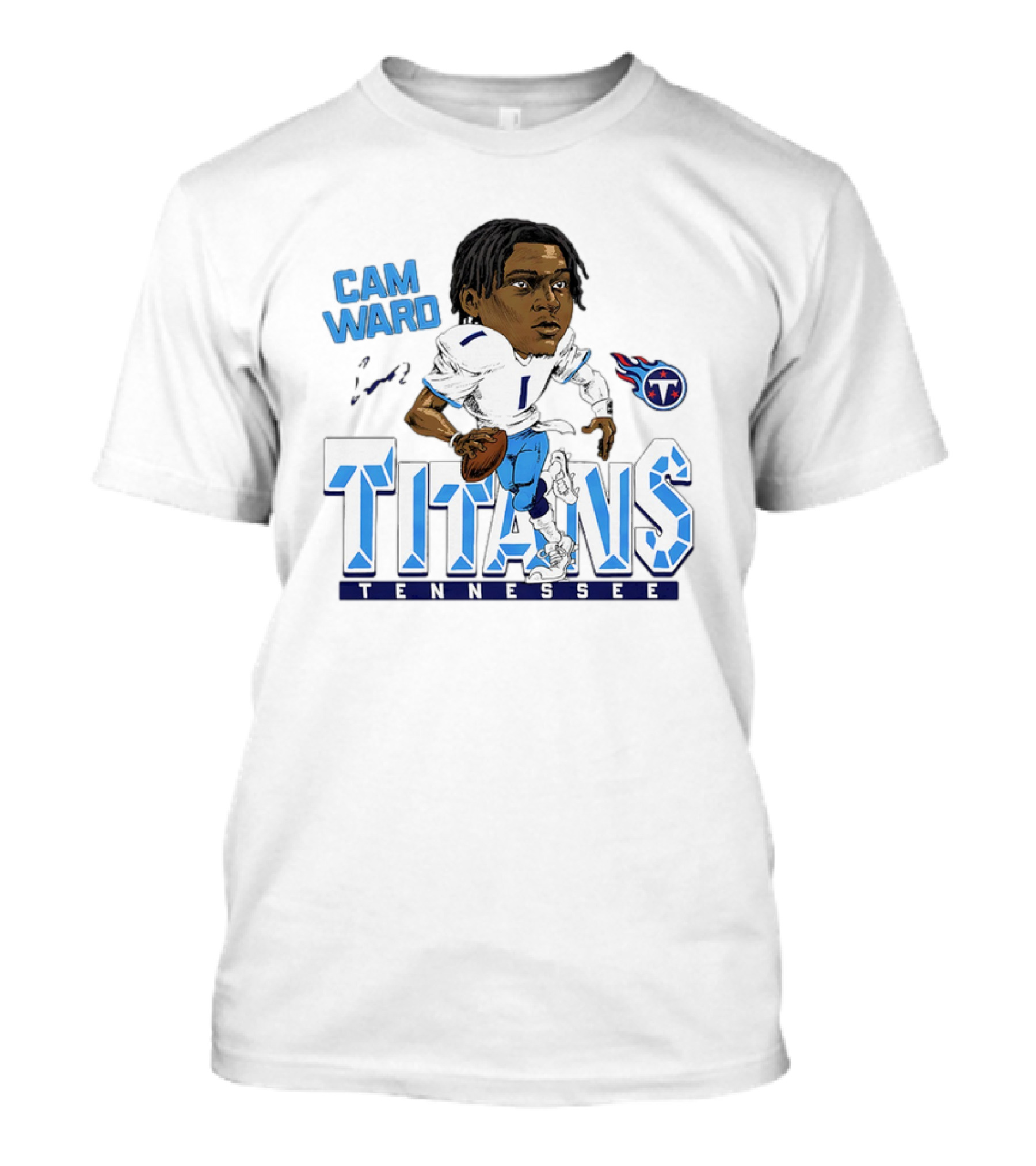 Cam Ward Tennessee Titans NFL Football Cartoon Character T-Shirt