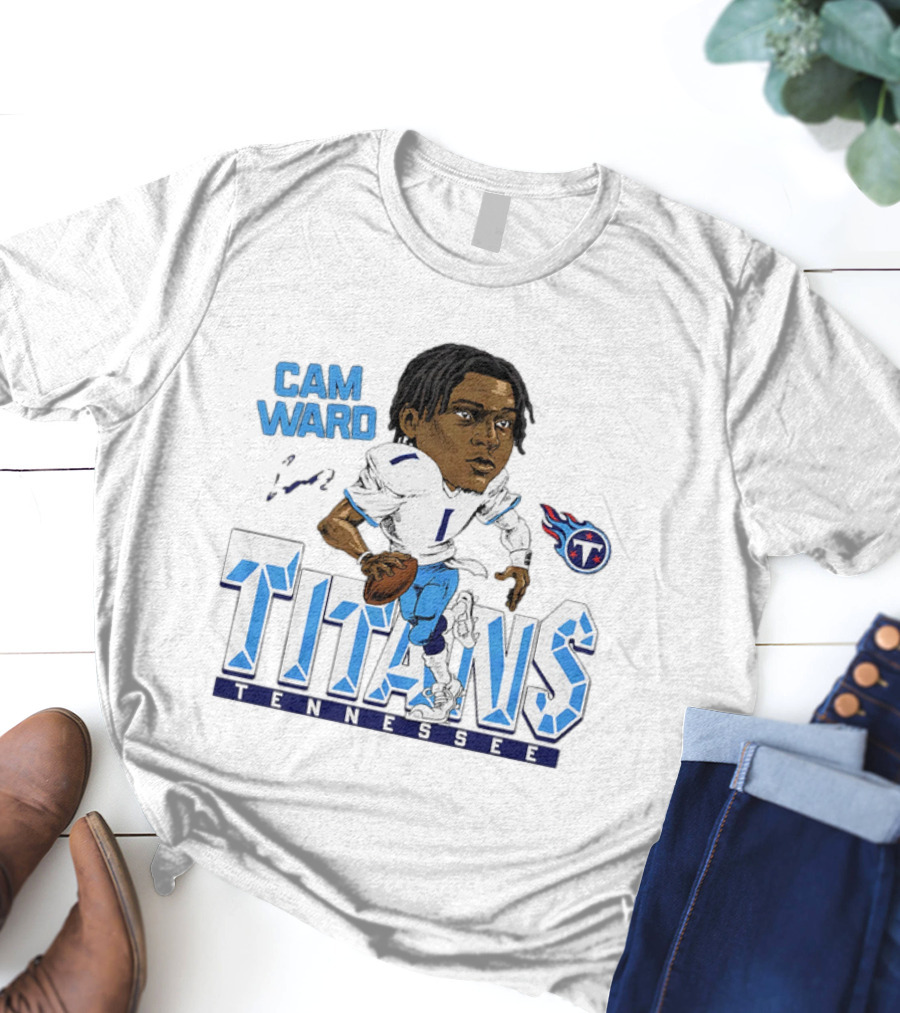 Cam Ward Tennessee Titans NFL Football Cartoon Character T-Shirt