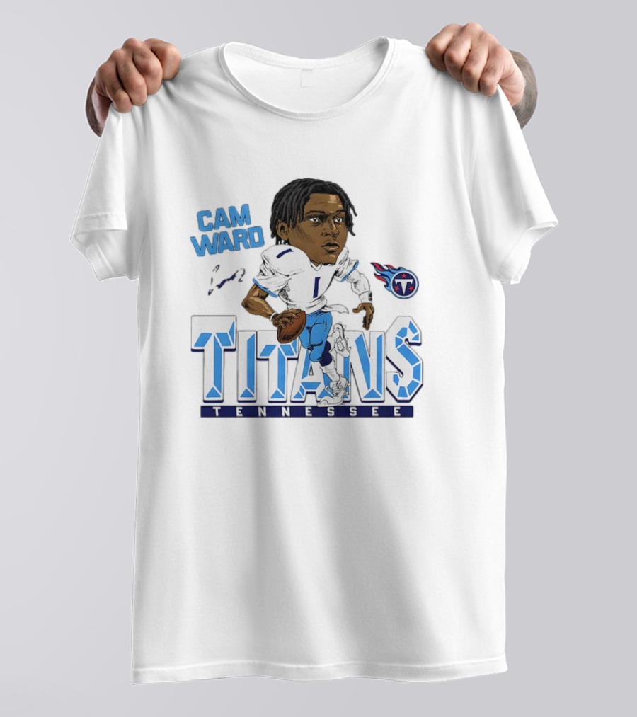 Cam Ward Tennessee Titans NFL Football Cartoon Character T-Shirt