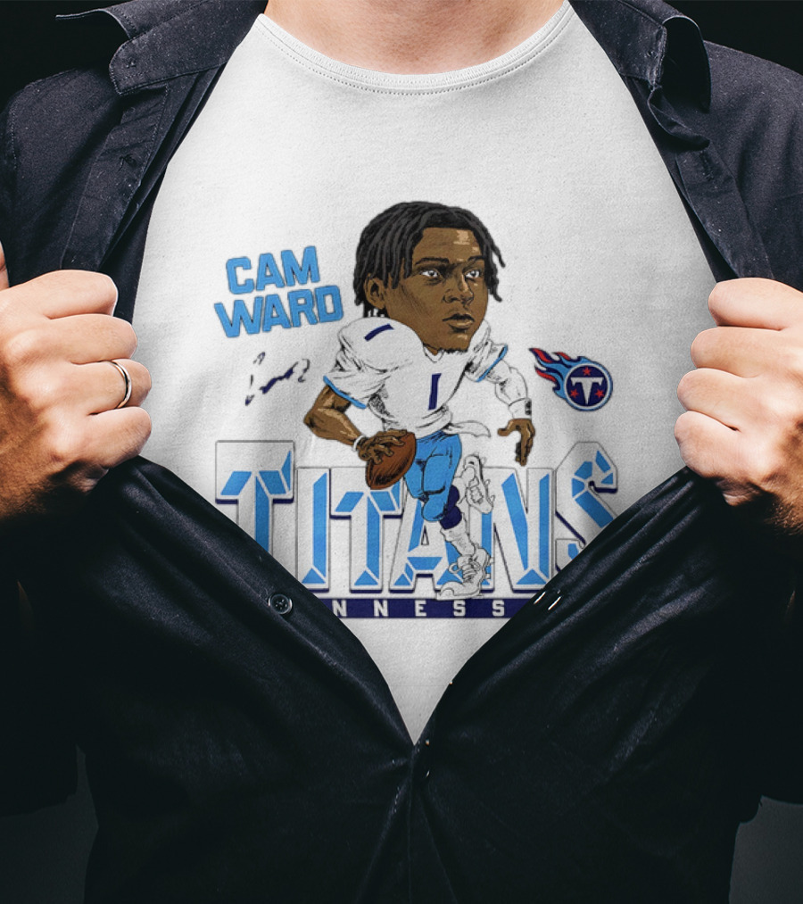 Cam Ward Tennessee Titans NFL Football Cartoon Character T-Shirt
