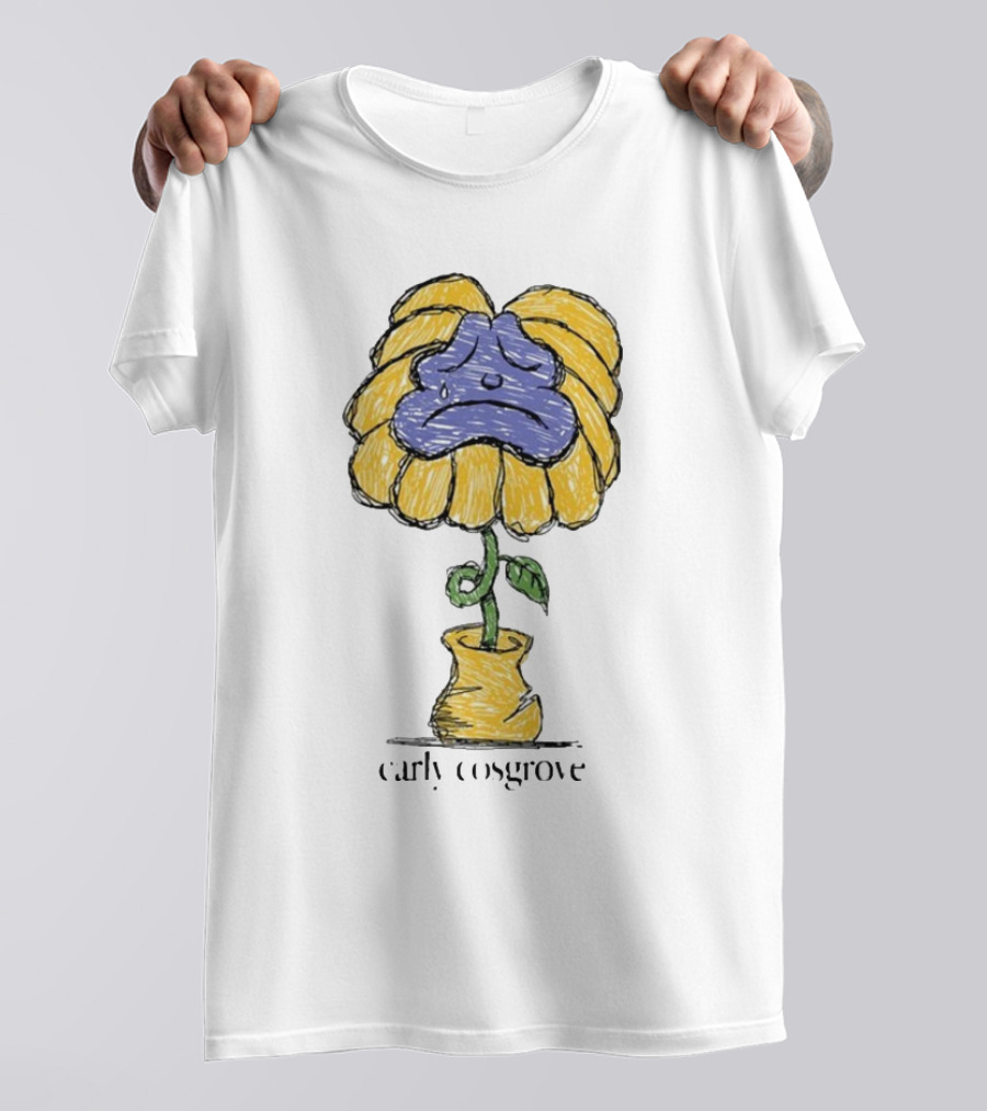Carly Cosgrove Sad Flower Yellow Petals Blue Face Bloom T-Shirt