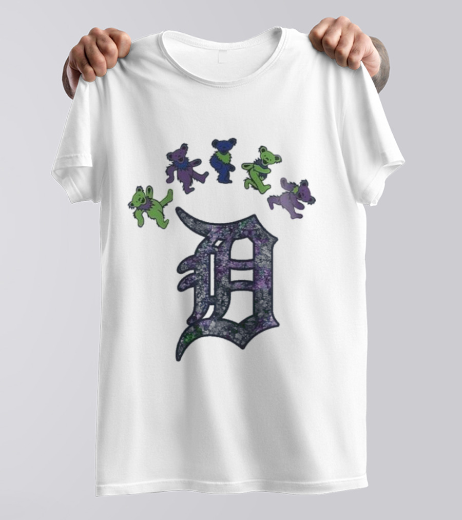 Detroit Tigers Grateful Dead Night 2025 Bears And D Logo T-Shirt