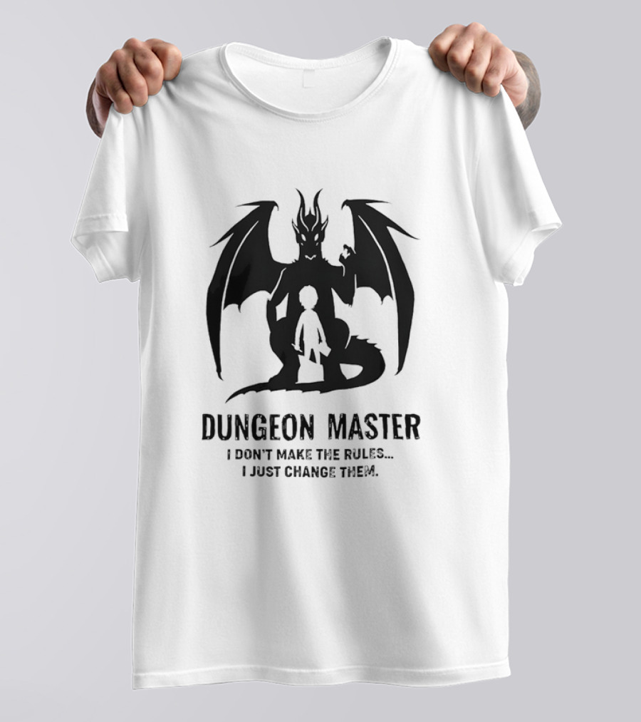 Dungeon Master I Don’t Make The Rules I Just Change Them Dragon Silhouette T-Shirt