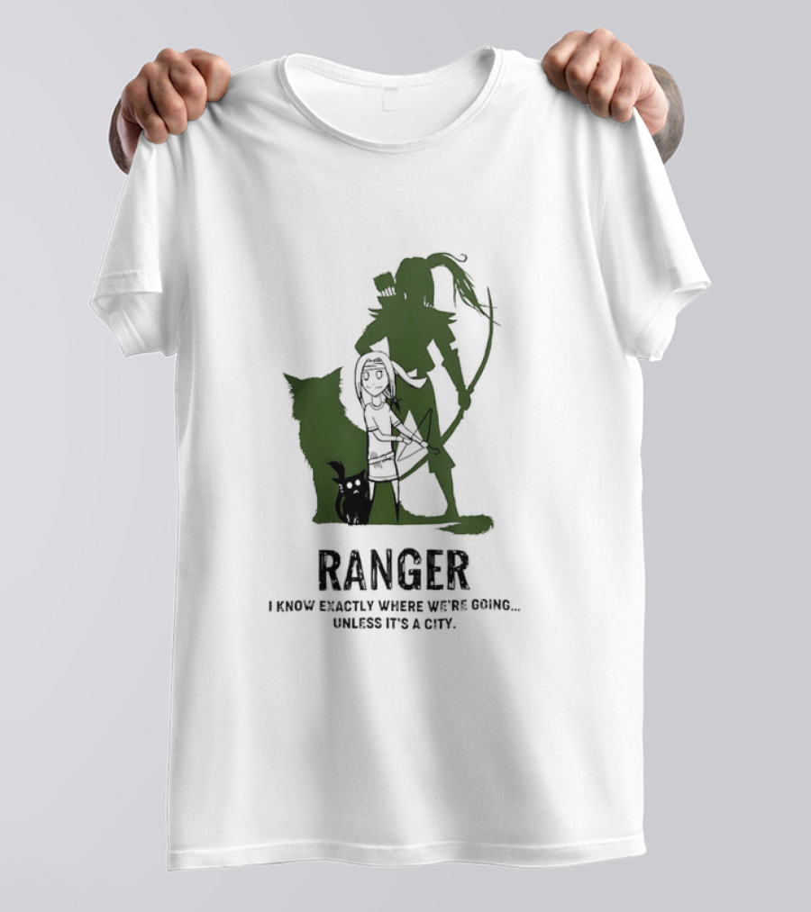 Dungeons And Dragons Ranger With Bow And Wolf Companion I Know Exactly Where We’re Going Unless It’s A City T-Shirt