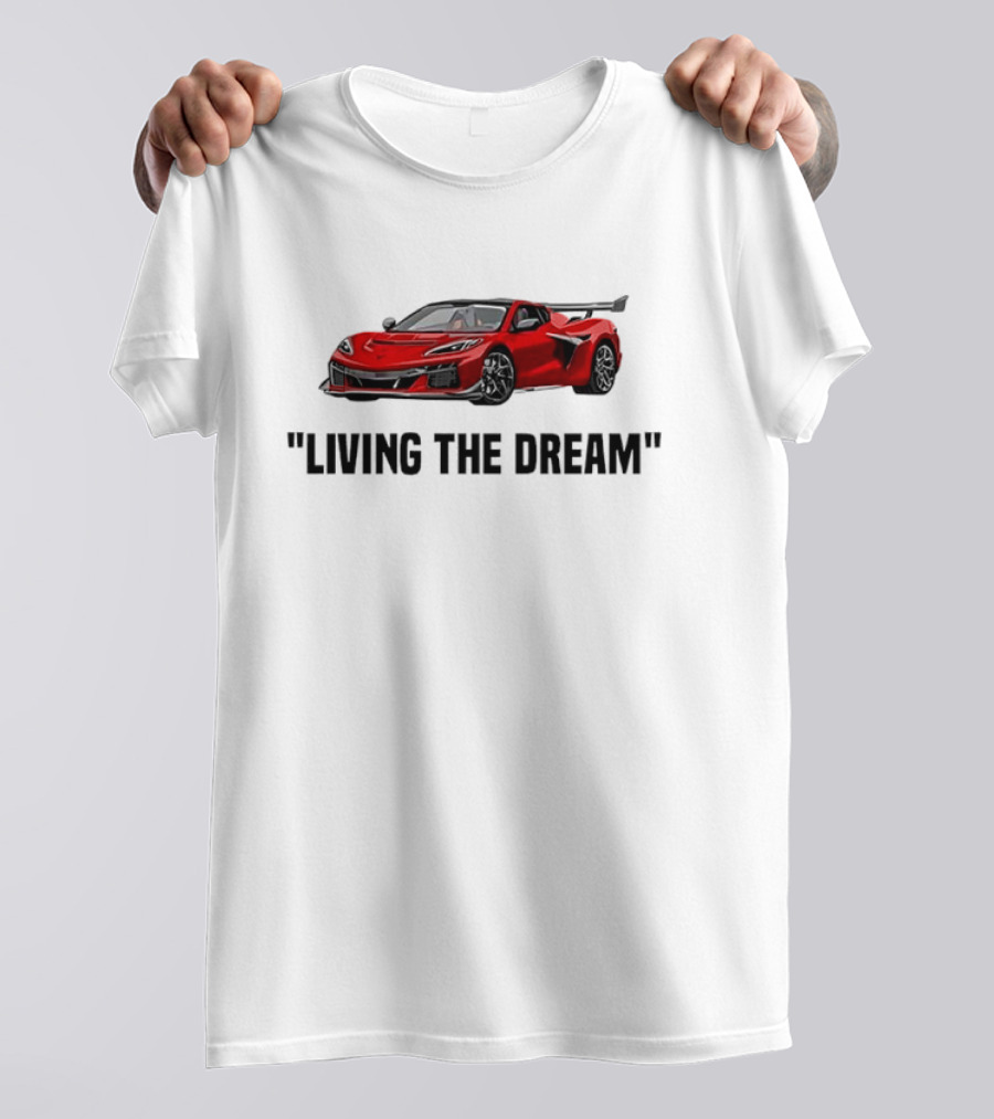 Corvette Living The Dream Red Convertible Car T-Shirt