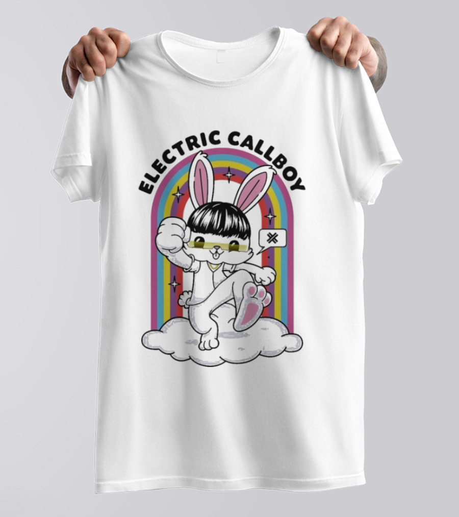 "Electric Callboy Bunny Rainbow Sunglasses Black Bunny" T-Shirt