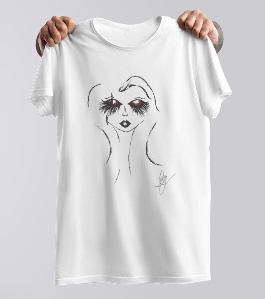 Emily Lazar The Pixie Girls September Red Graphic Face Design T-Shirt