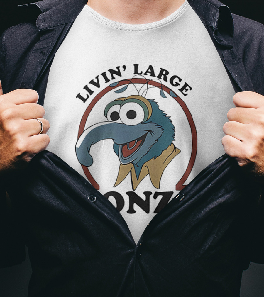 Gonzo Livin’ Large With Cartoon Character Illustration T-Shirt