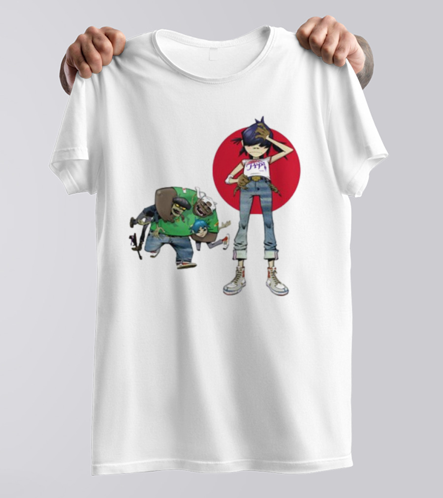 Gorillaz Invisible Sun Japanese Red Circle Band Members T-Shirt