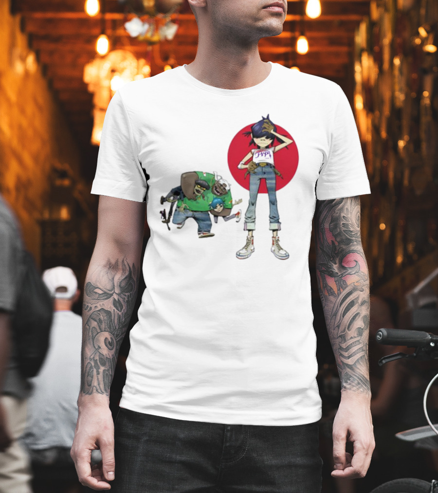 Gorillaz Invisible Sun Japanese Red Circle Band Members T-Shirt
