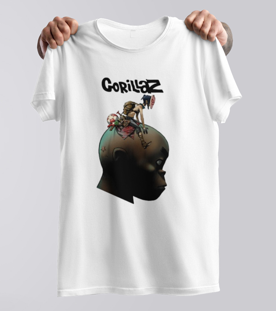 Gorillaz Plastic Beach Animated Character On Head T-Shirt