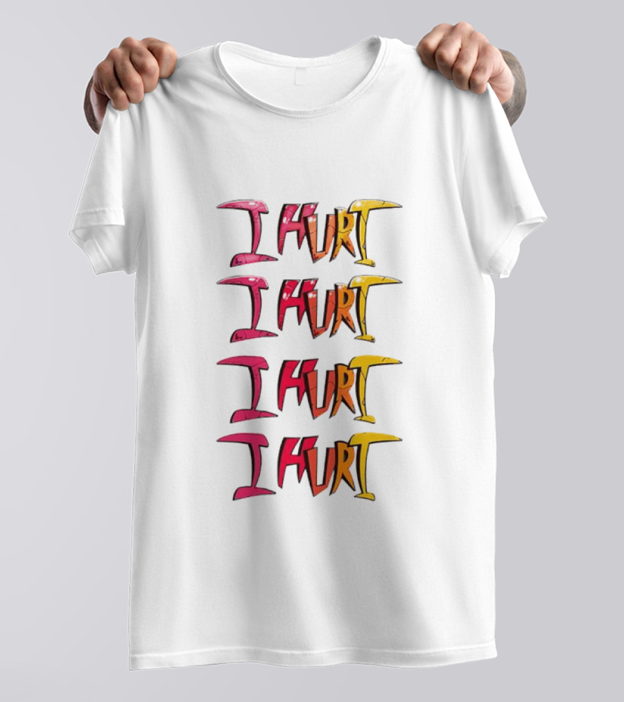 I HURT Multicolor Graffiti Text Art T-Shirt