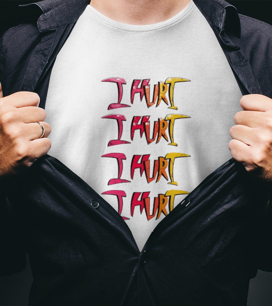 I HURT Multicolor Graffiti Text Art T-Shirt