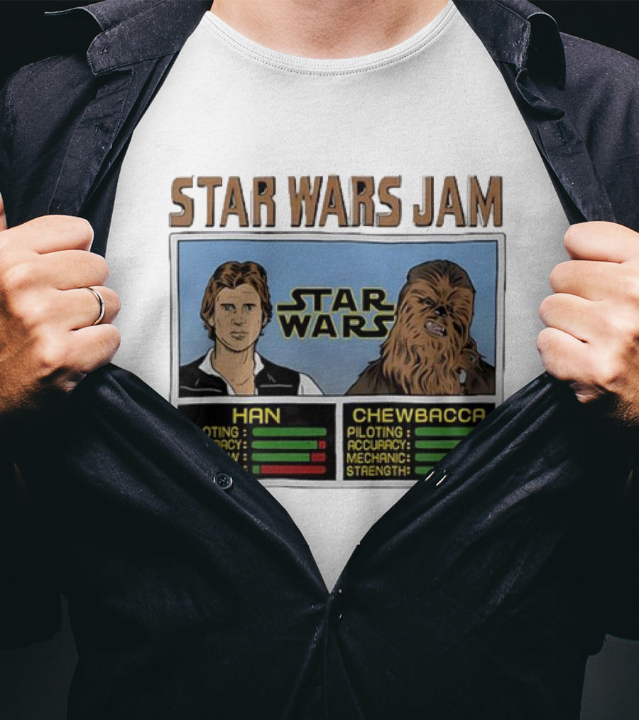 Star Wars Jam Han Chewbacca Piloting Accuracy Outlaw Strength T-Shirt