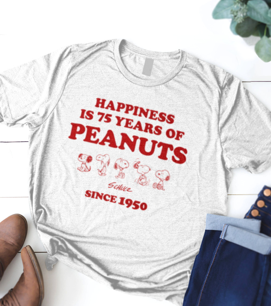 Happiness Is 75 Years Of Peanuts Characters Together Since 1950 T-Shirt