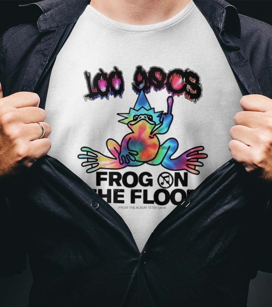 100 Gecs Rainbow Frog Tie-Dye Party Vibes T-Shirt