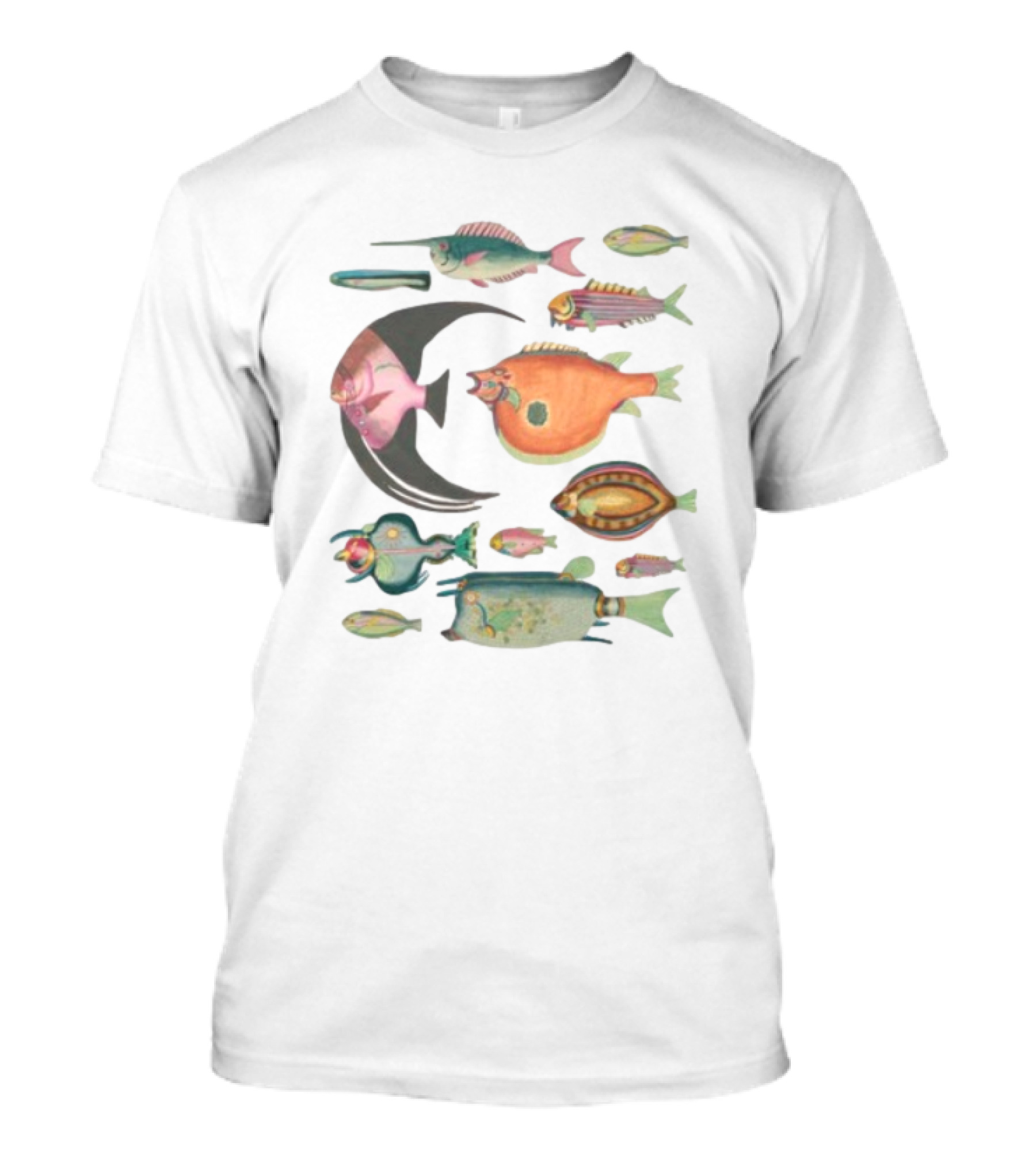 Fugly Fish Large Moon And Colorful Creatures T-Shirt