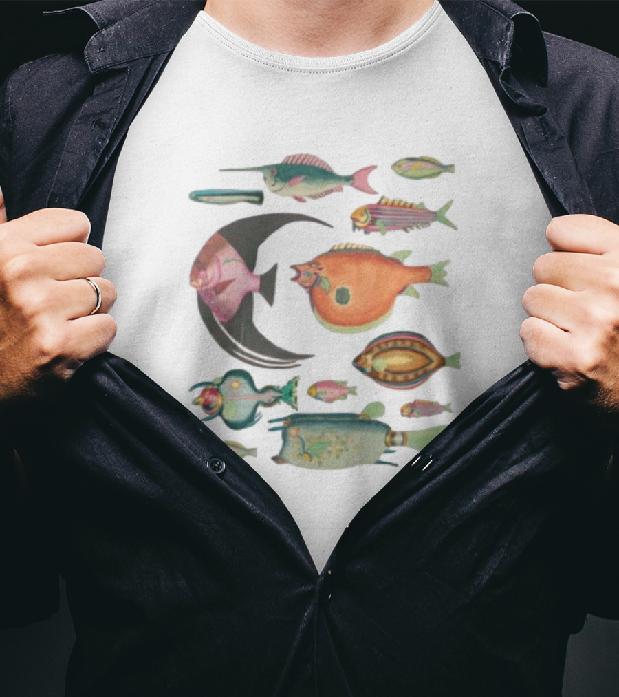 Fugly Fish Large Moon And Colorful Creatures T-Shirt