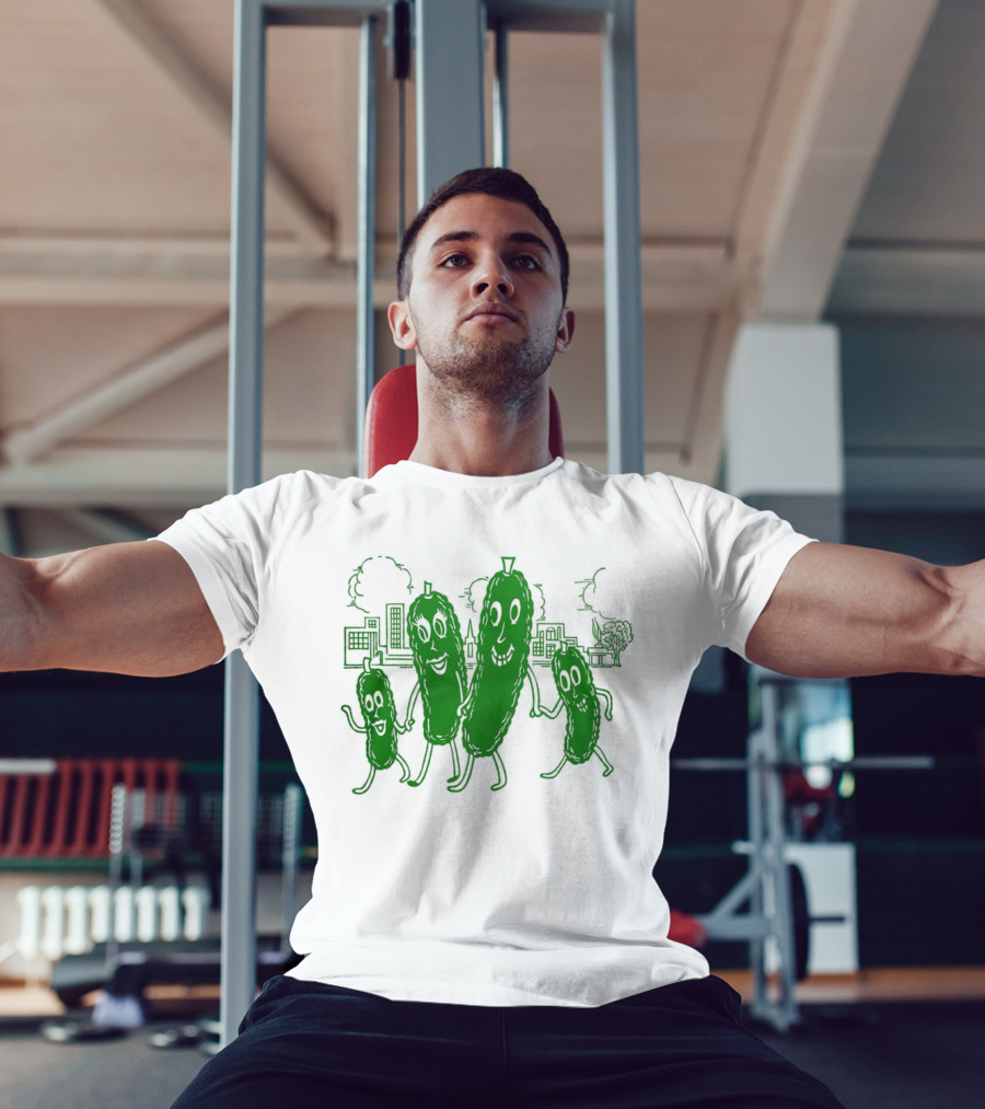 Vintage Pickle Family With Cityscape Background Vintage T-Shirt