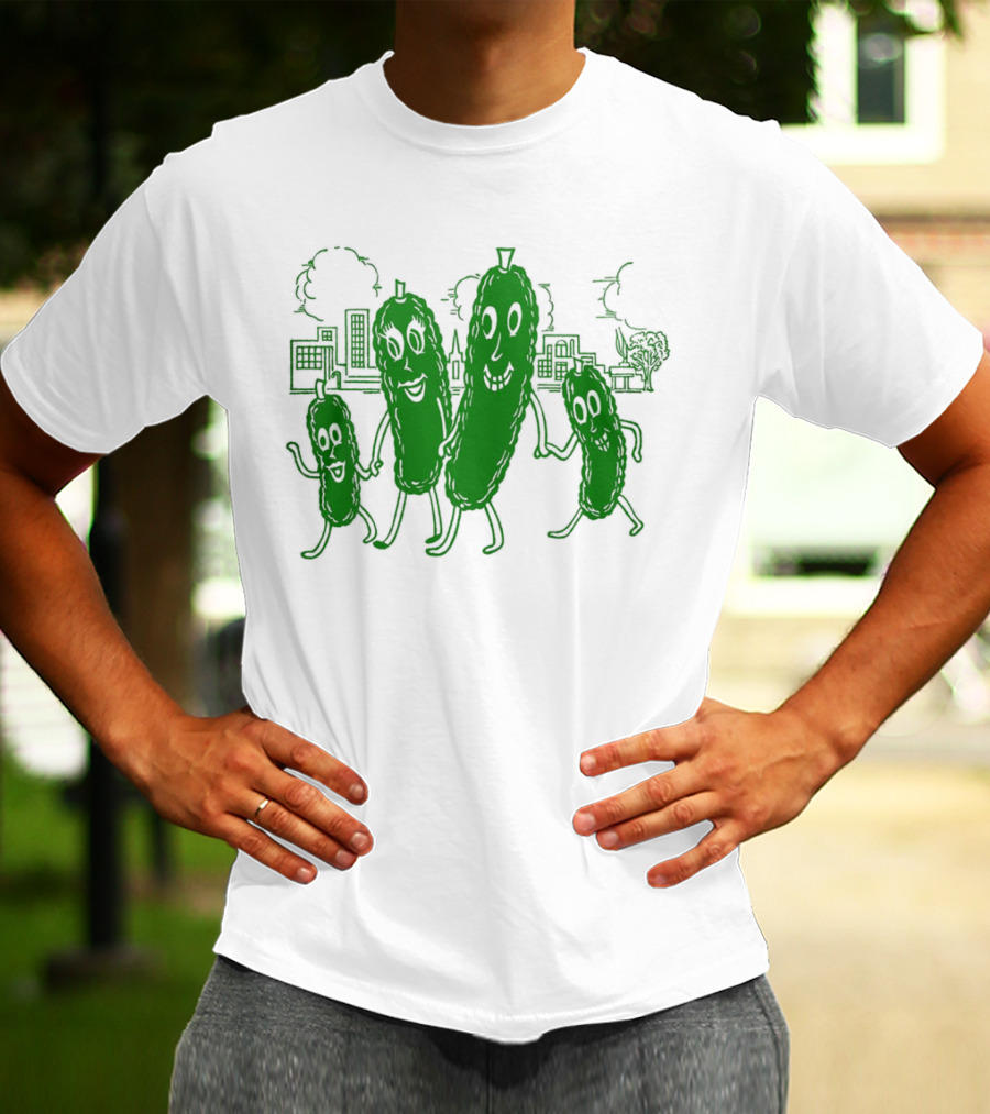 Vintage Pickle Family With Cityscape Background Vintage T-Shirt