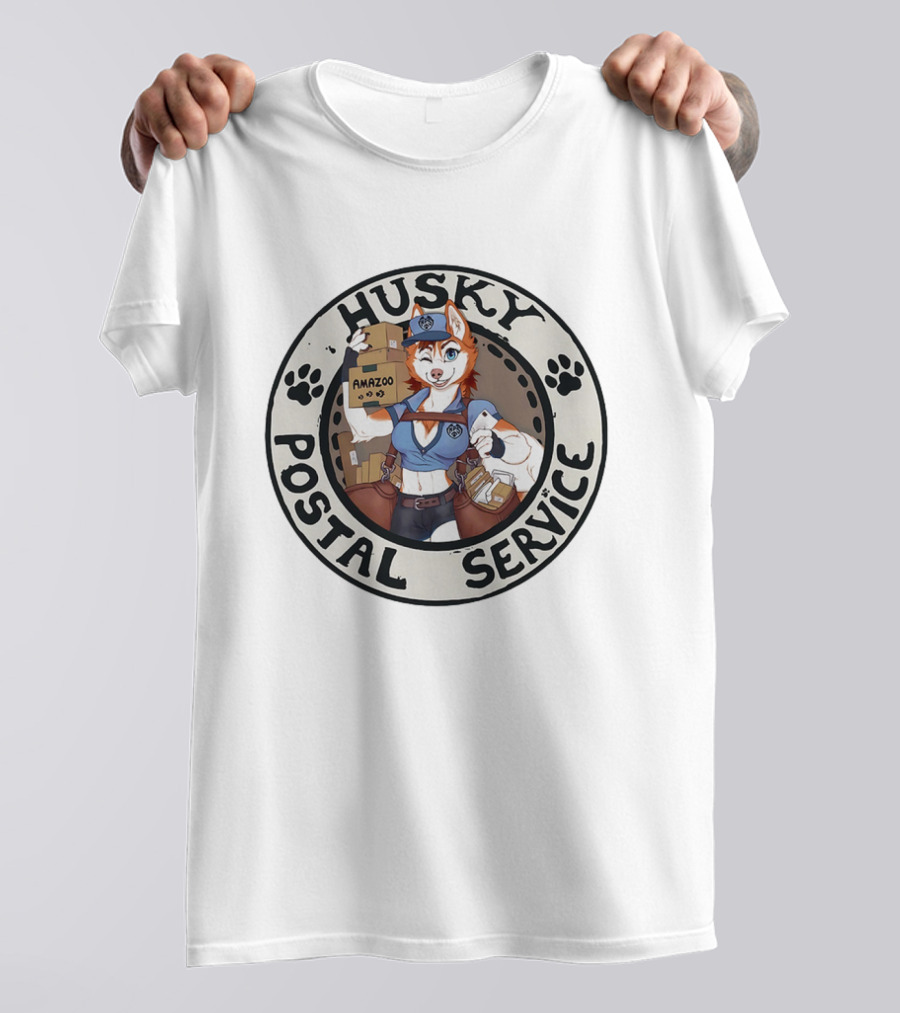 Husky Postal Service Amazoo Paw Print Circle T-Shirt