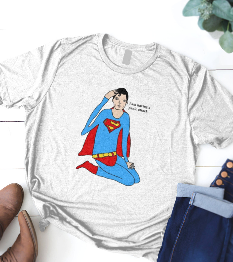 Superhero Costume Nervous Expression "I Am Having A Super Panic Attack" T-Shirt