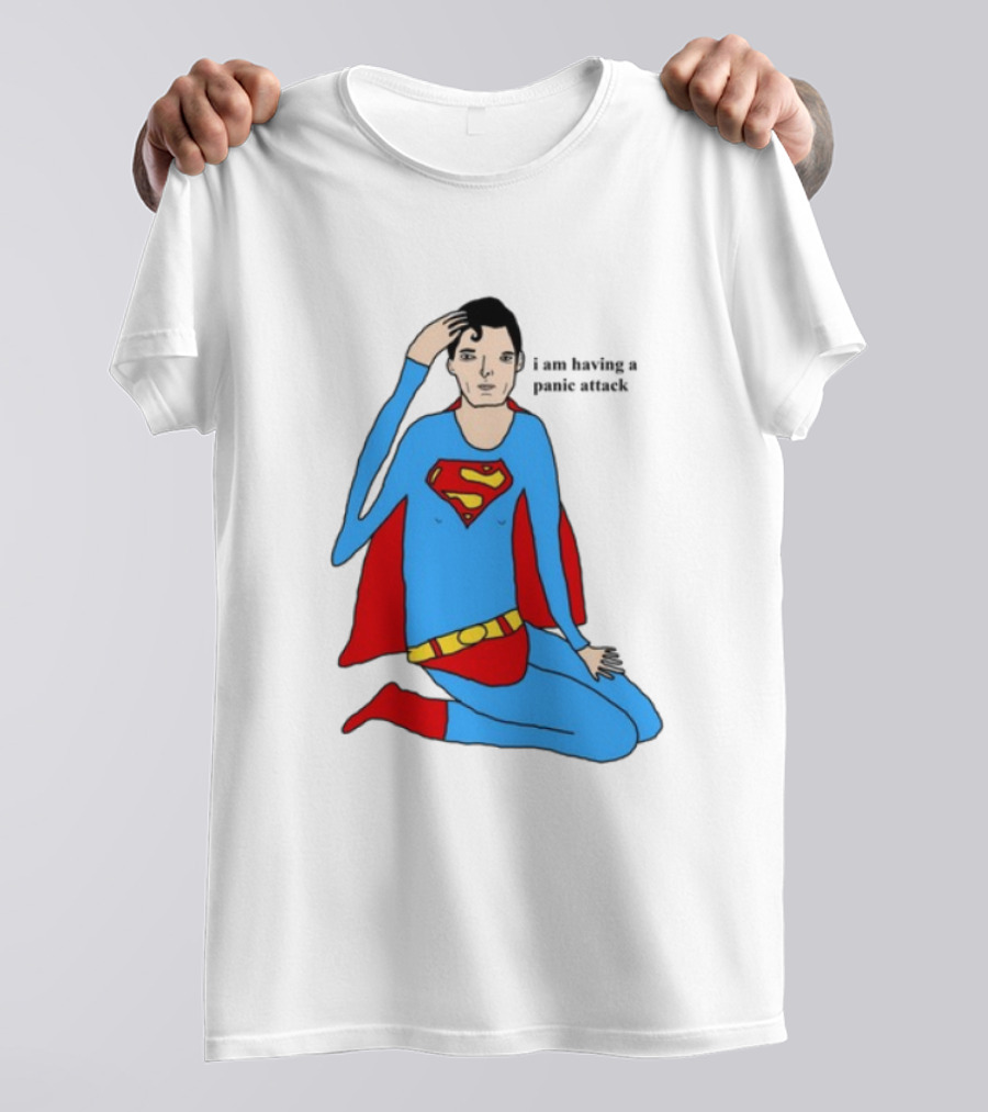 Superhero Costume Nervous Expression "I Am Having A Super Panic Attack" T-Shirt