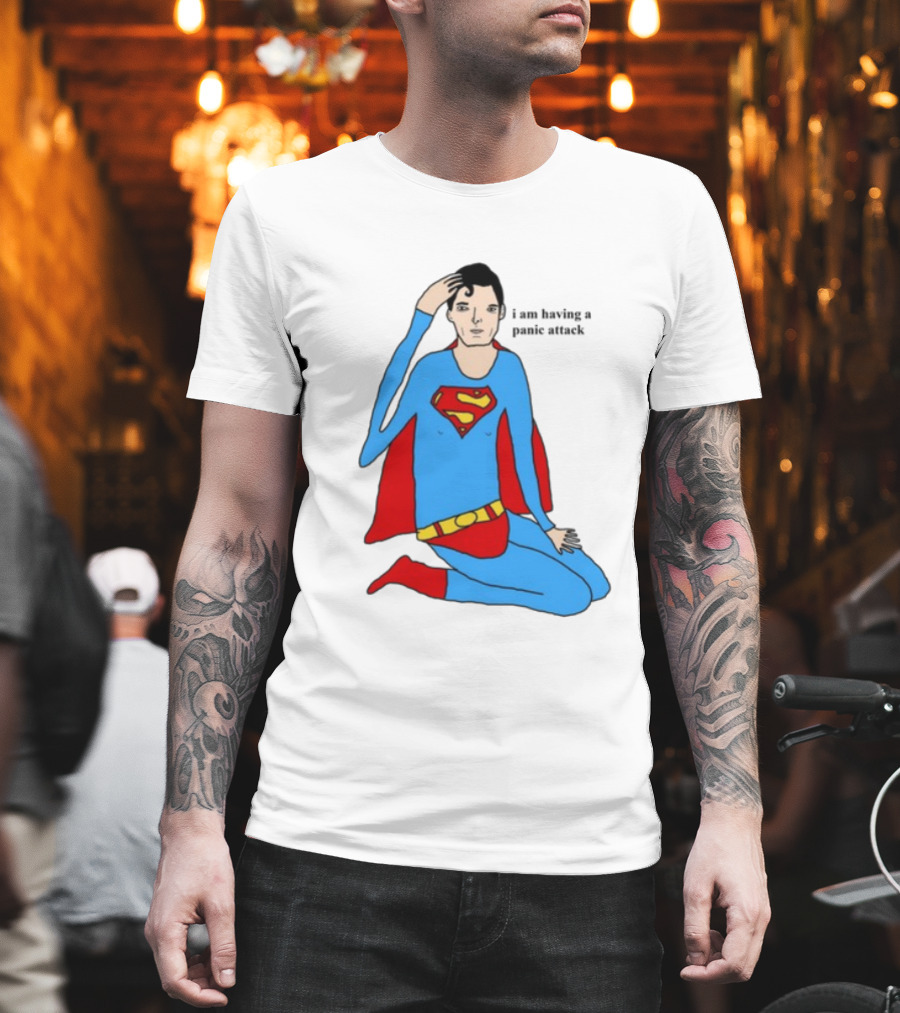 Superhero Costume Nervous Expression "I Am Having A Super Panic Attack" T-Shirt